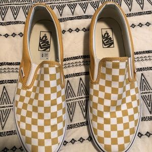 Checkered slip on vans